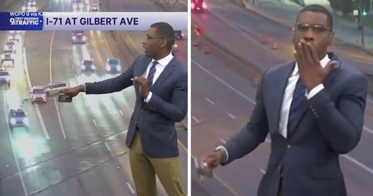 TV anchor witnesses car crash live on air and briefly forgets he’s being filmed
