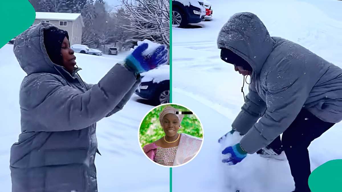 Elderly woman reacts with joy after seeing snow abroad, video goes viral