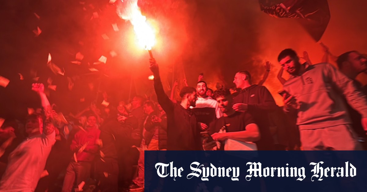 Fans react during the Heidelberg vs Newcastle Jets Australia Cup clash