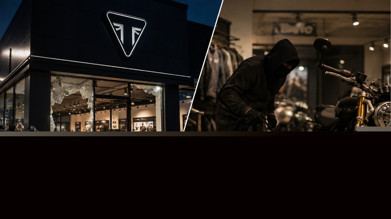 Man Steals Triumph Motorcycle From Showroom After Making Coffee and Dancing