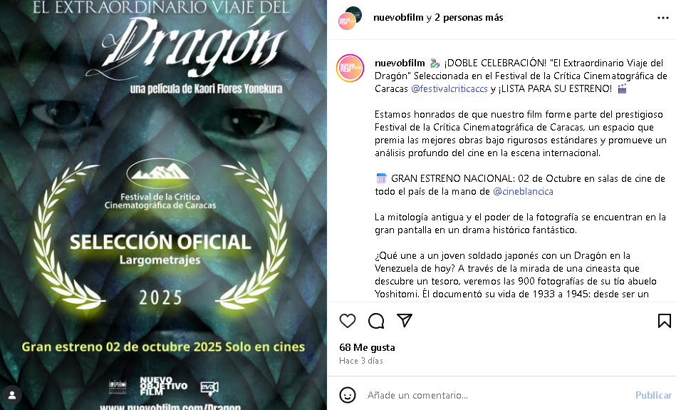 Kaori Flores, representará a Venezuela en la edición número 40 de los Premios Goya