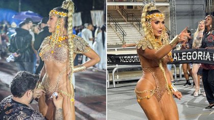 Musa da Gaviões revela truque inusitado para segurar figurino no Carnaval