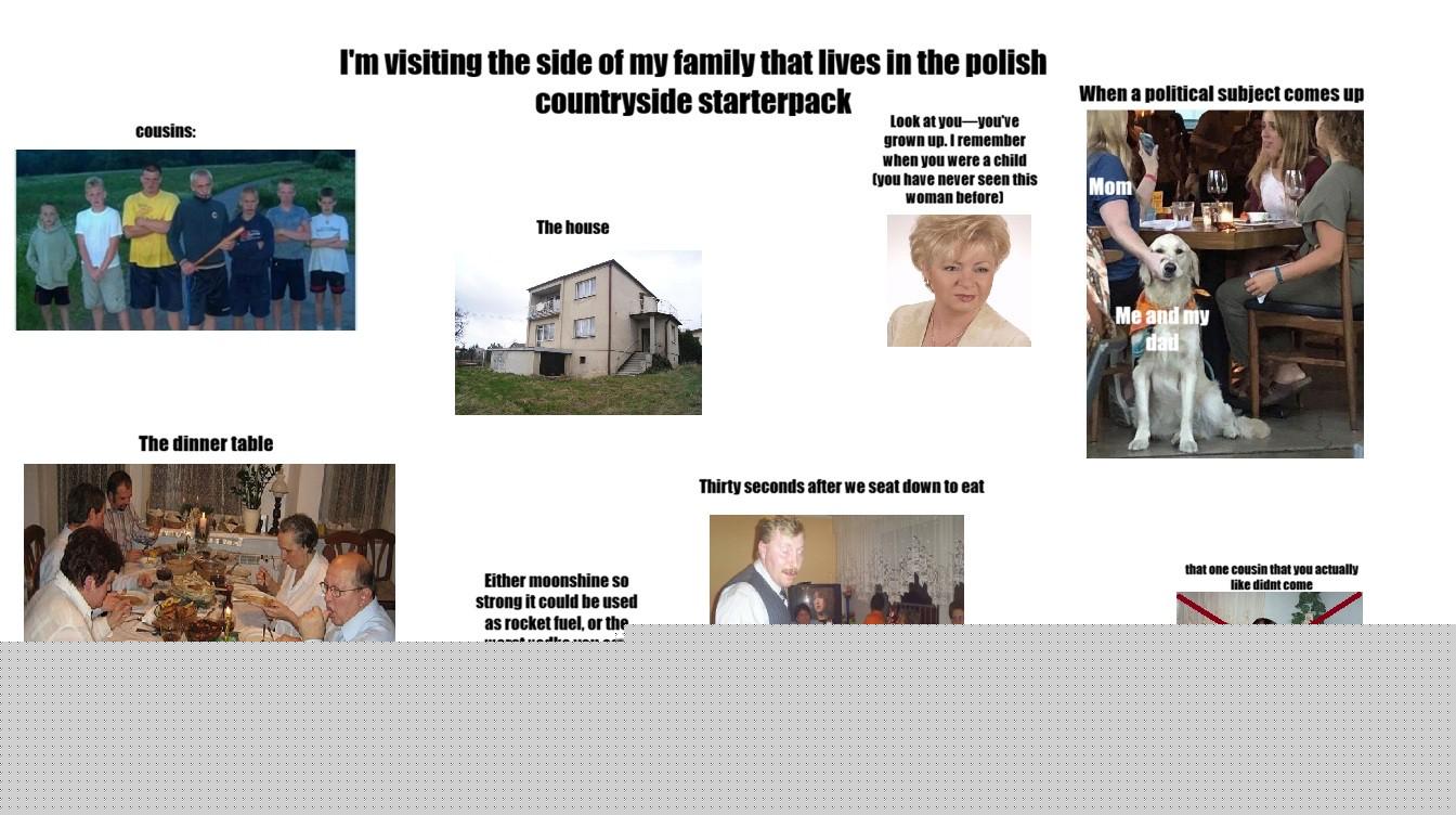 Starter Packs - "I'm visiting the side of my family that lives in the polish countryside" starterpack | /r/starterpacks