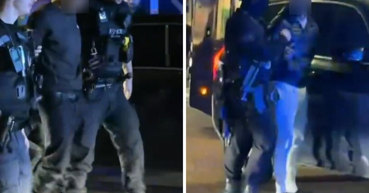 Armed police storm road and 'make arrests' as helicopter sent up