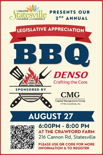 Statesville Chamber invites business community to Legislative Appreciation BBQ & Business Networking Event