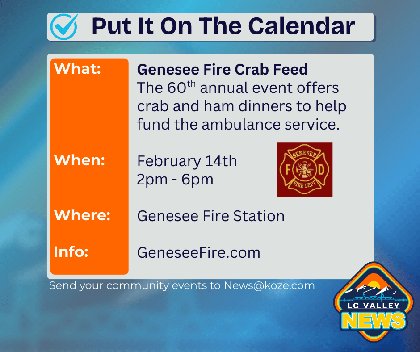 Put It On The Calendar – Genesee Fire Crab Feed