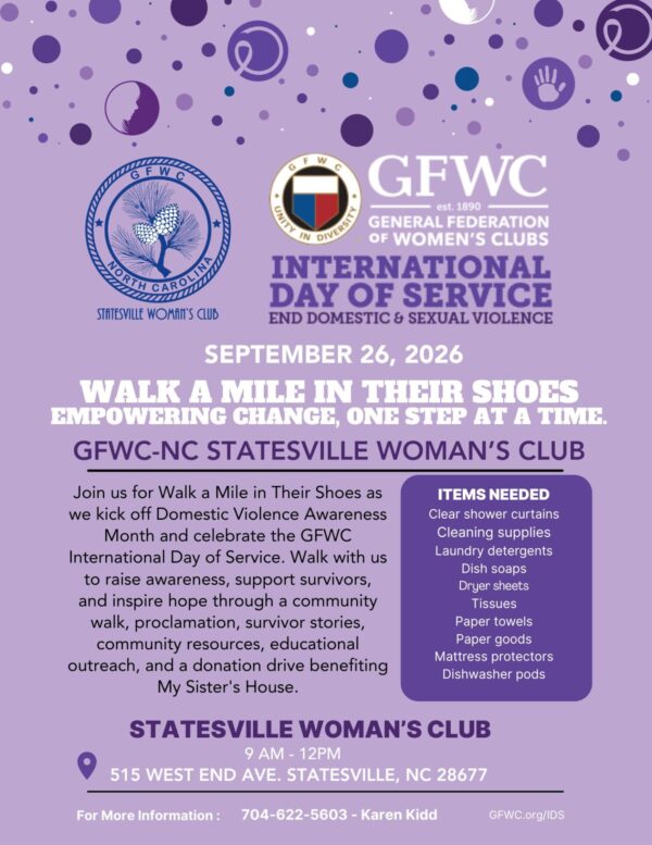 Statesville Woman’s Club invites community to join in ‘Walk A Mile in Their Shoes’