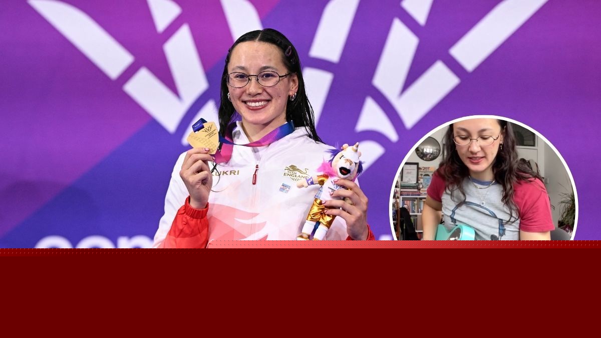 “My medal looks like a guitar pick”: Elite swimmer wins Commonwealth Games gold – then uses medal to play Megadeth