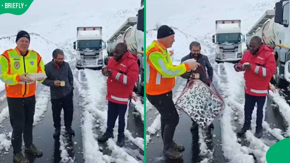 Mzansi praises emergency team feeding truckers trapped by heavy snow