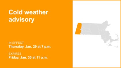 Berkshire County under a cold weather advisory until Friday midday – extremely cold conditions