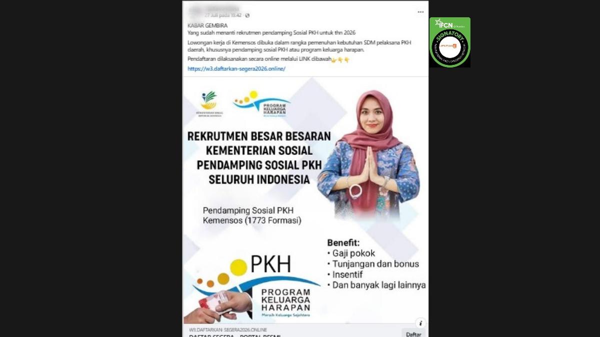 Cek Fakta: Tidak Benar Link Pendaftaran Rekrutmen Pendamping PKH 2026