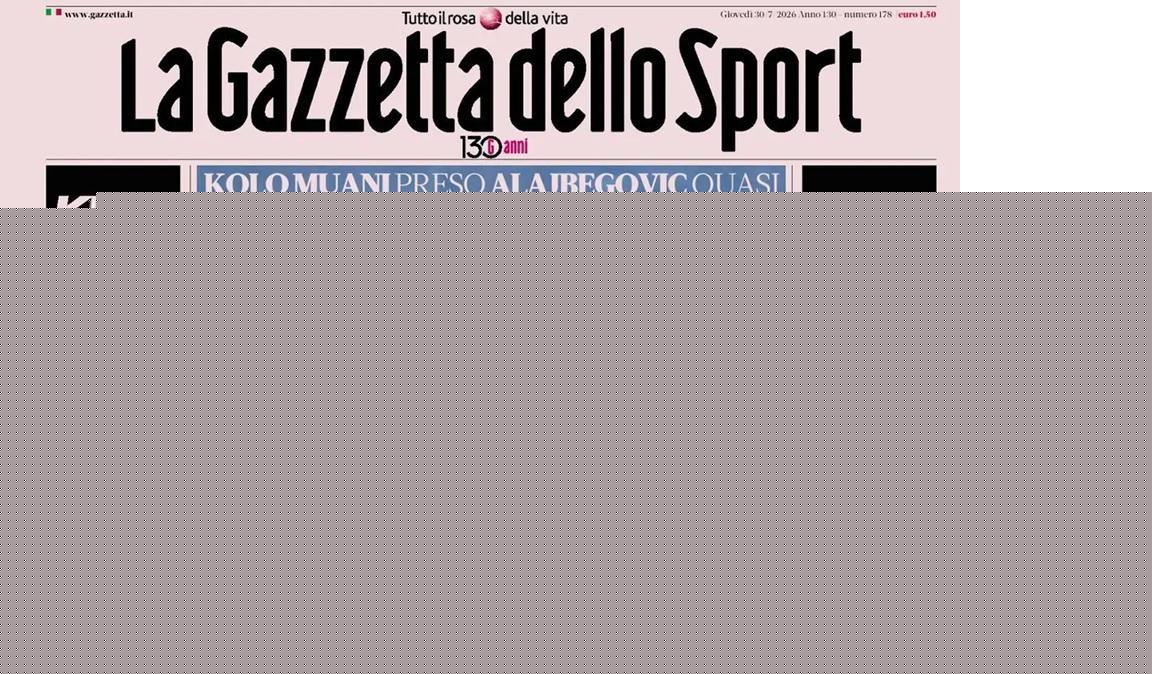 Prima pagina Gazzetta: "Il Milan su Soulé". Uno-due Juve e il mea culpa di Mancini
