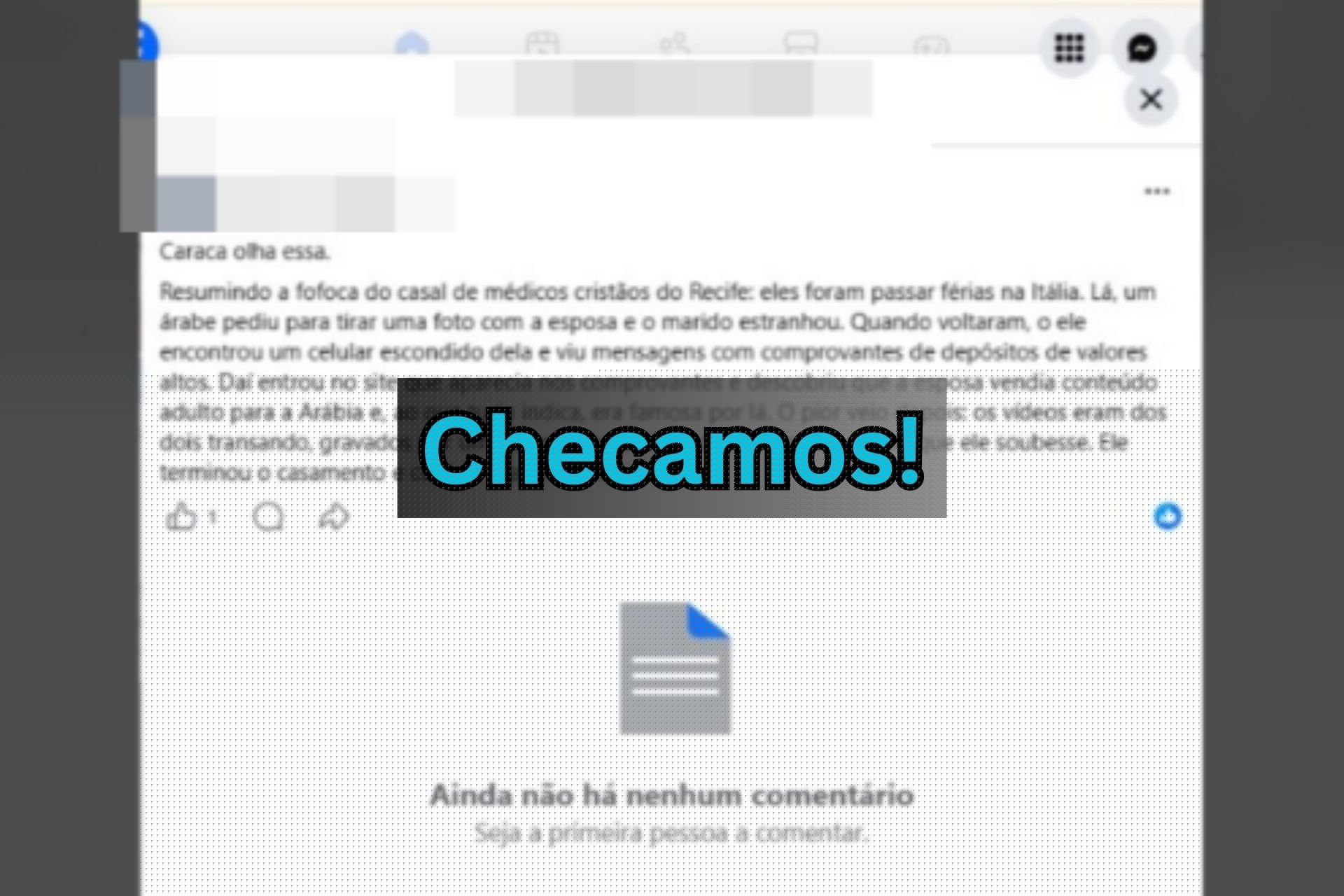 História que aponta que médico do Recife descobriu que esposa vendia conteúdo adulto para Arábia depois de férias na Itália é falsa