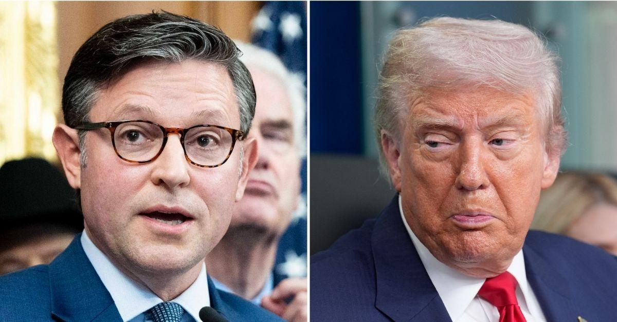 Mike Johnson 'Betrays' Trump and Agrees He's 'Unhinged' in Hot Mic Moment... as He Rages 'This Is Not a Game' After the Prez Shares 'Racist' Meme