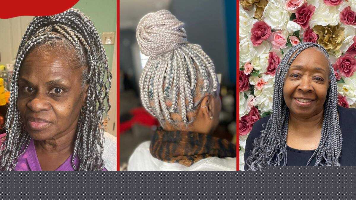 20 best grey hair braids for over 60 years old black women