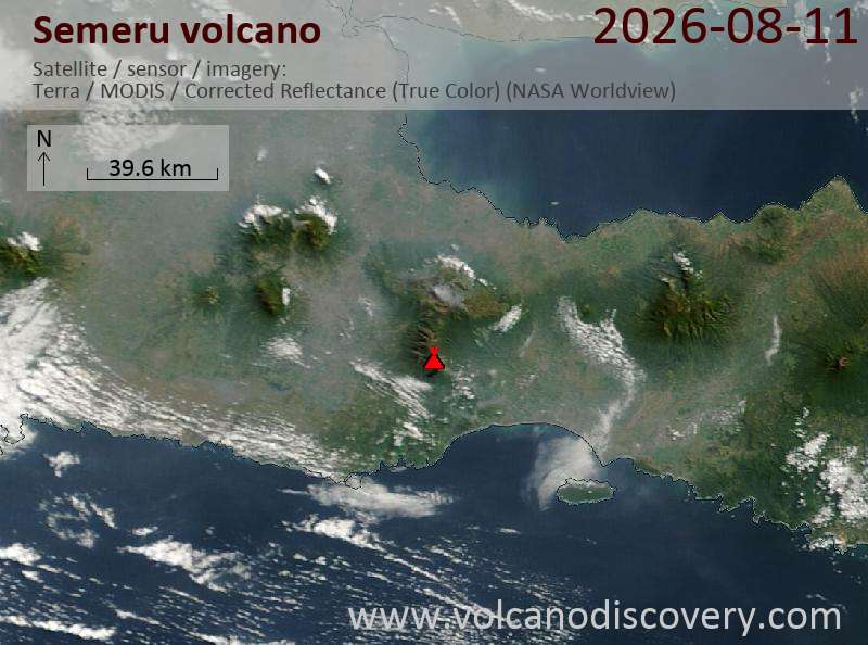 Semeru Volcano Volcanic Ash Advisory: VA TO FL150 OBS FM GND 10/2254Z MOV E TO SE to 15000 ft (4600 m)