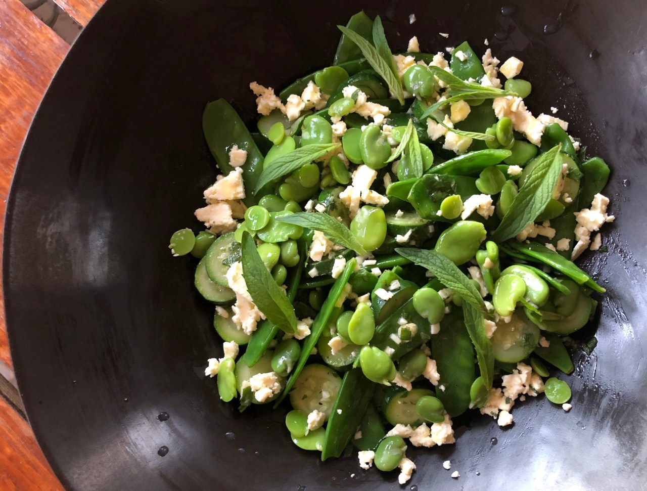 WHAT’S COOKING: Salad Days: Spring salad of broad beans, mangetout, courgettes and spearmint