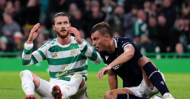 Celtic’s Kasper Hogh scores first-half hat-trick in league match