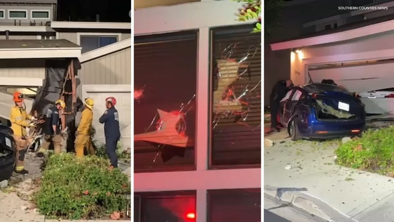 Out-of-control Tesla crashes into multiple homes leaving behind trail of destruction, in article which is not in any way symbolic of anything or anyone [Scary]