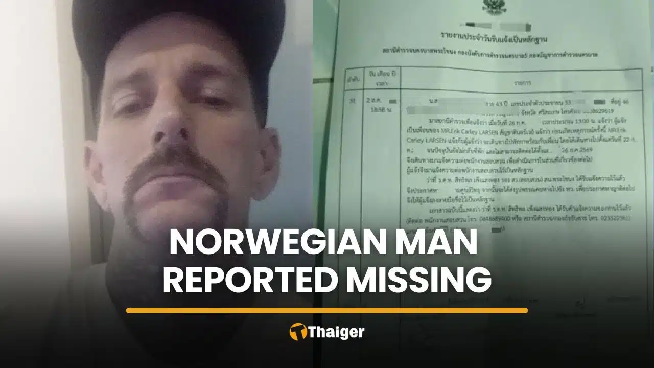 Norwegian man disappears after travelling to Jomtien