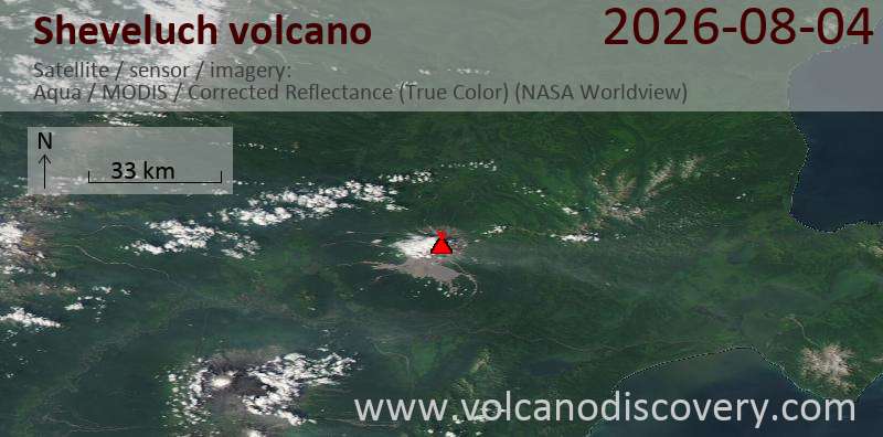 Sheveluch Volcano Volcanic Ash Advisory: VA CONTINUOUSLY OBS IN SATELLITE IMAGERY OBS VA DTG: 04/2320Z to 27000 ft (8200 m)