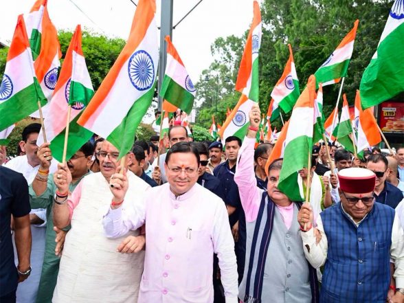 India News | Har Ghar Tiranga Yatra: CM Dhami Urges Uttarakhand People to Hoist Tricolour at Homes on Independence Day