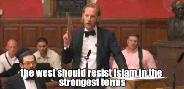 DUDE VIDEO – Lawrence Fox makes UK crowd VERY nervous over drawing of Muhammad