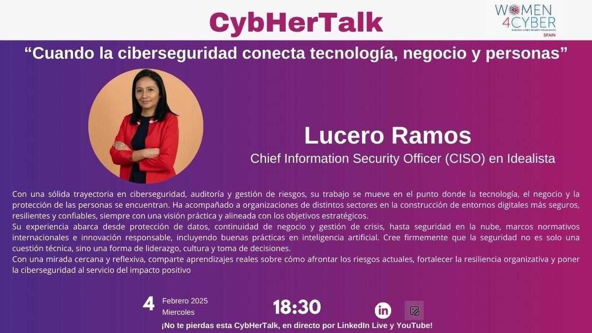 Women4Cyber Spain organiza una nueva CybHerTalk con Lucero Ramos, responsable de seguridad de la información en Idealista