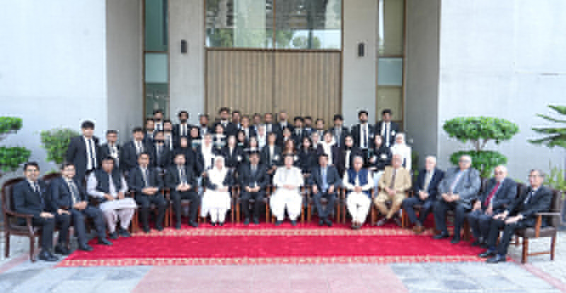 Chief Election Commissioner Sikandar Sultan Raja and ECP officials with the delegation of the Hyderabad High Court Bar Association during their study visit to the Election Commission Secretariat