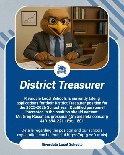 Riverdale Local School Seeking District Treasurer for 2025-26 School Year