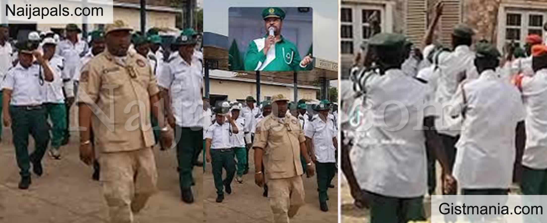 Video of NURTW Members of Enugu Marching and Dancing to The Airport to Welcome MC Oluomo