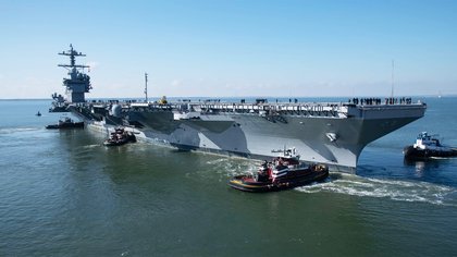 Next U.S. Navy Aircraft Carrier Sets Sail for Sea Trials