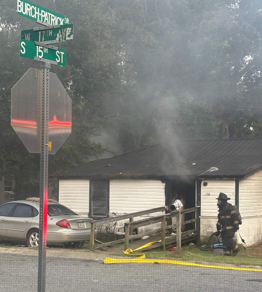 House fire at intersection of Burch-Patrick Drive and West 17th Avenue