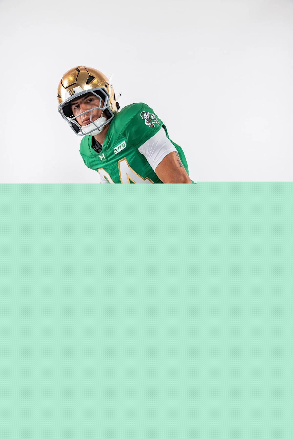 These are the official GREEN OUT uniforms for Notre Dame Football