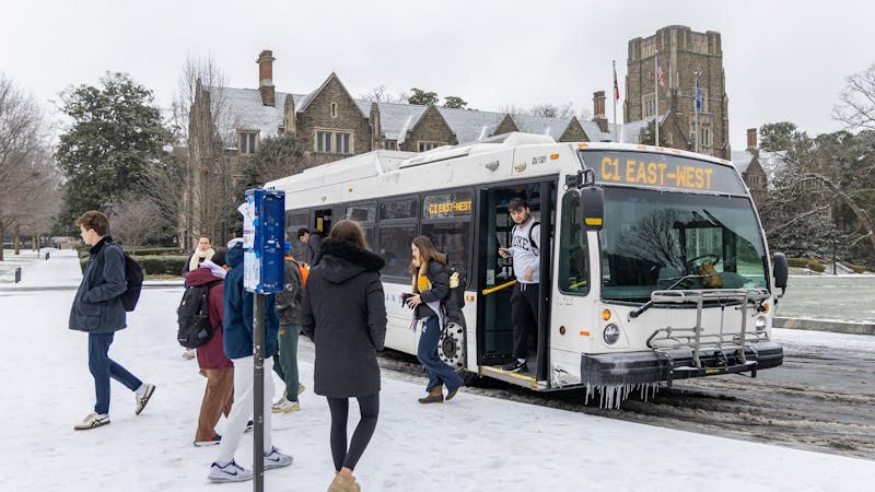 Snow day brings sledding, icy walkways and bus delays to Duke