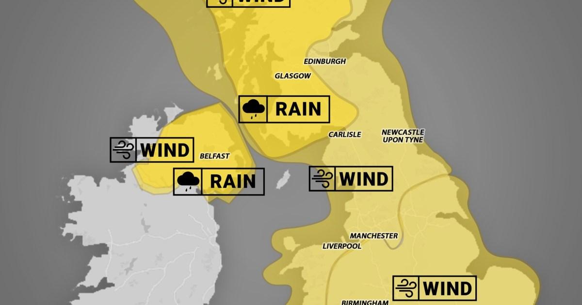 Storm Amy map reveals which parts of the UK will be battered by 100mph winds