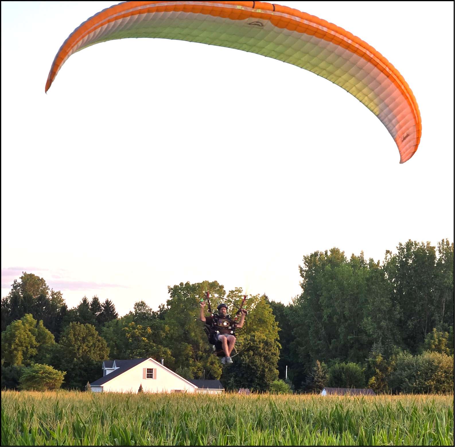 Paramotorist Enjoys Sunset Joyride Over Fulton County Cornfield