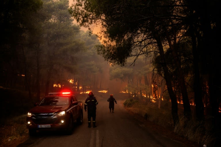 Firefighters in Greece 'pushed to the limit' as winds rage