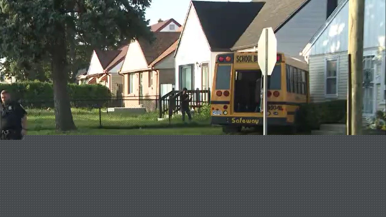 Milwaukee crash involving school bus; house, fence, gas meter hit