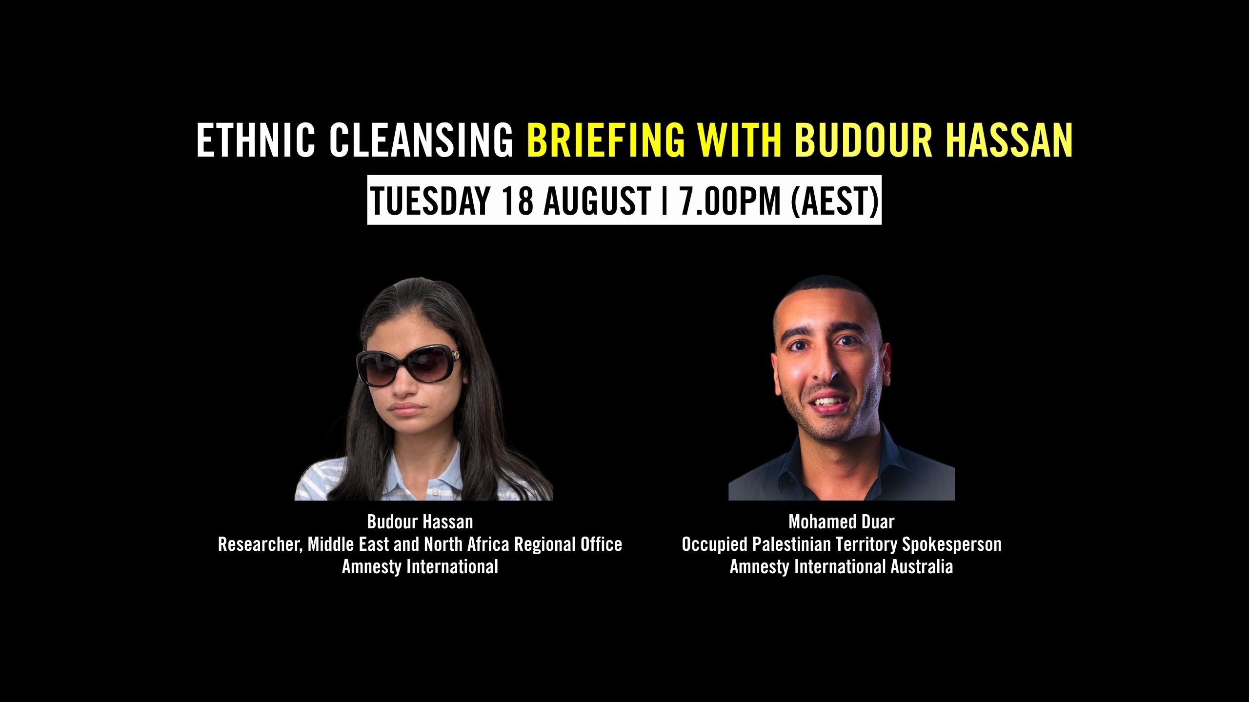 Live Briefing: Ethnic Cleansing Briefing with Budour Hassan