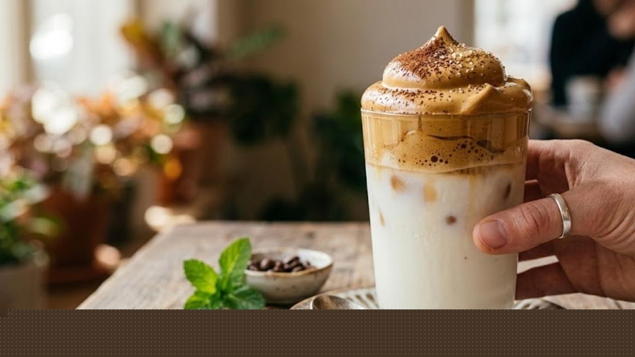 How to make a layered iced coffee with vanilla plombir