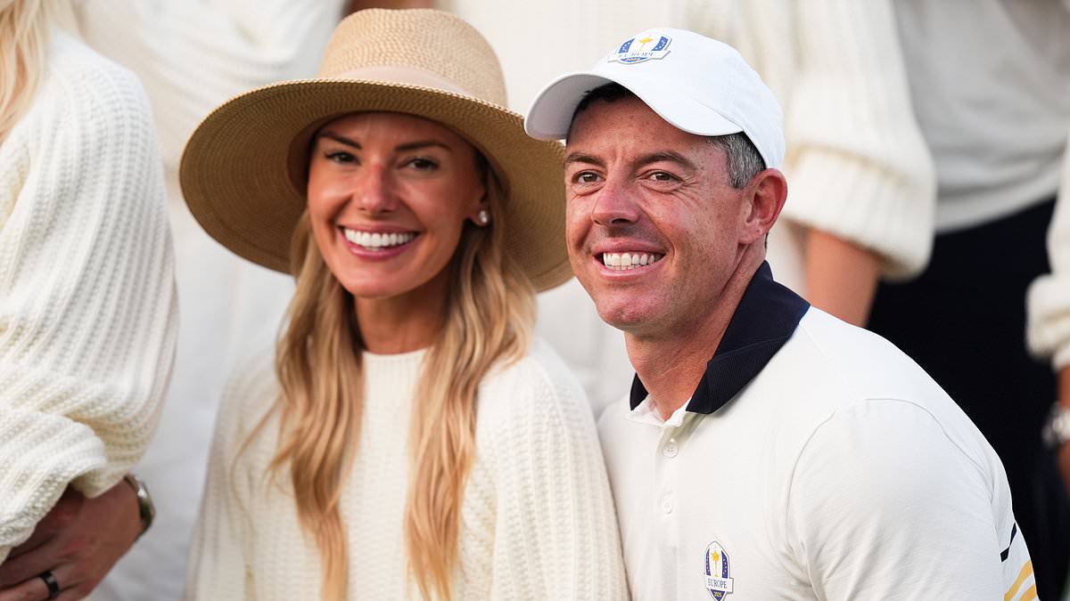Erica's last laugh: Rory McIlroy's wife grabs a champagne glass to sing about abusive USA fans - after they hit her with a drink and mocked his divorce u-turn