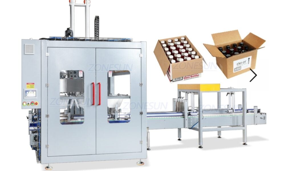 Top Load Case Packer Servo Automatic Bottle Case Packing Machine