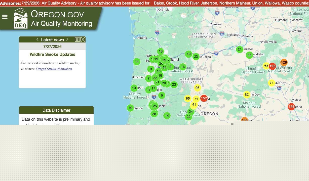 DEQ issues air quality advisory July 29 for parts of E. Oregon