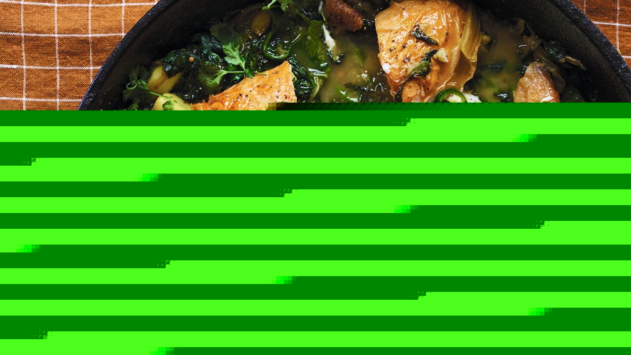 Roast chicken, spiced spinach and yoghurt