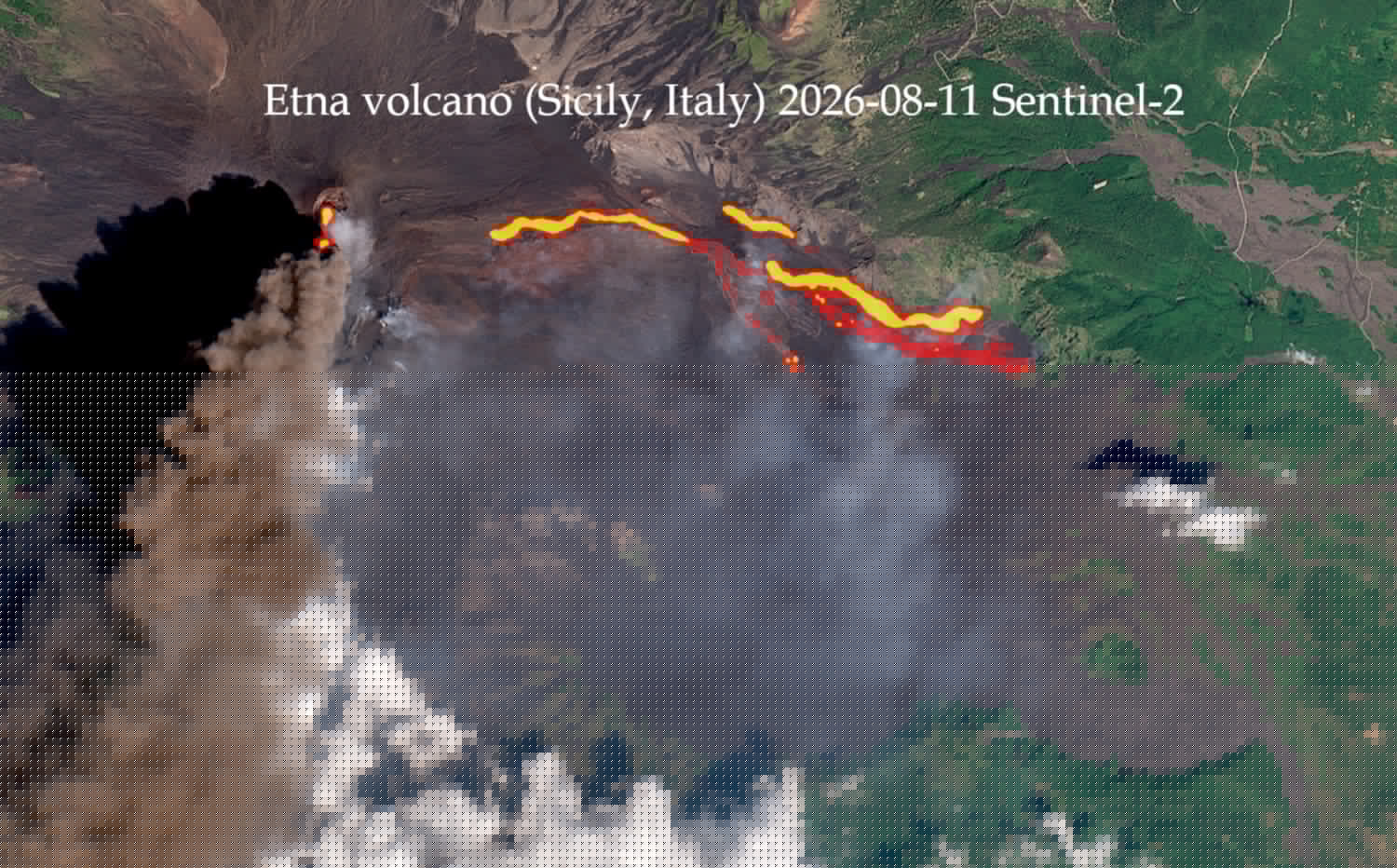 Etna volcano update: impressive satellite image of eruption