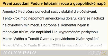 První zasedání Fedu v letošním roce a geopolitické napětí - Makro&Trhy (video)