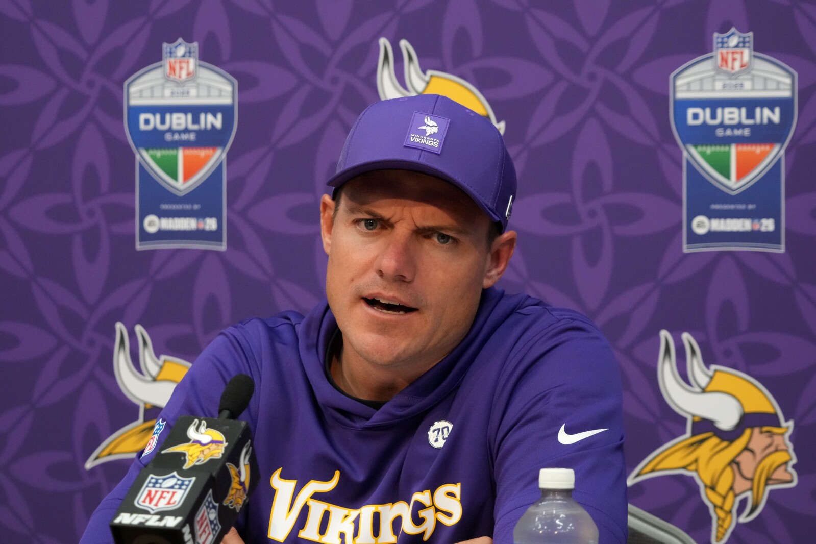 Kevin O’Connell gives State of the Vikings address from across the pond