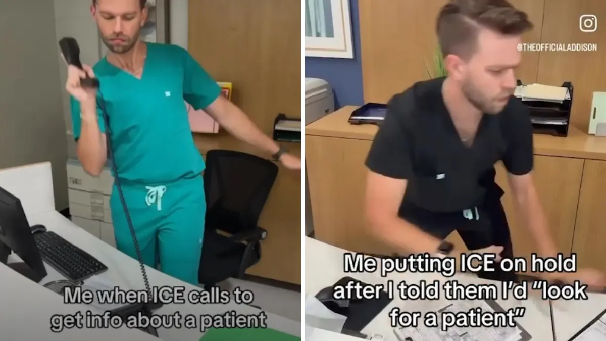 Video shows an ICU nurse joking about lying to ICE agents to protect his patients, and him dancing in the hospital appears to be raising eyebrows