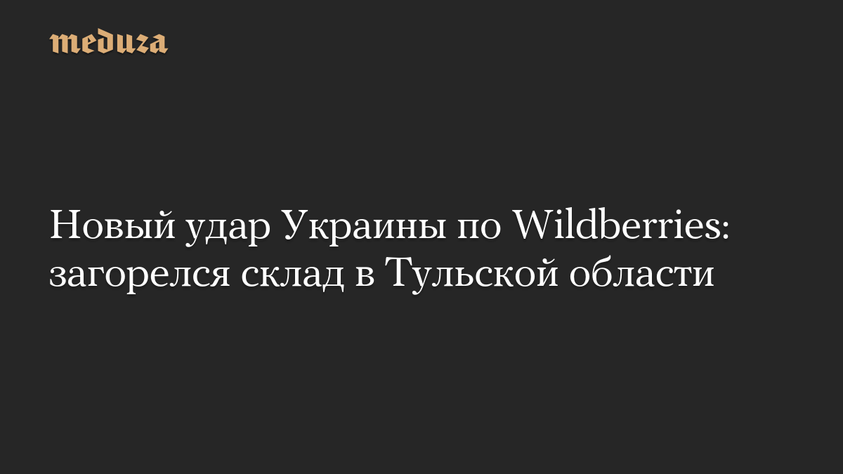 Новый удар Украины по Wildberries: загорелся склад в Тульской области
